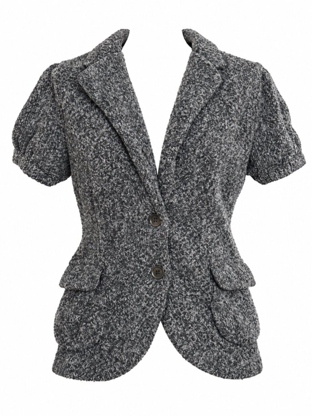 BCBGMAXAZRIA Gray Wool Blend Boucle Puff Sleeve Blazer Size Large